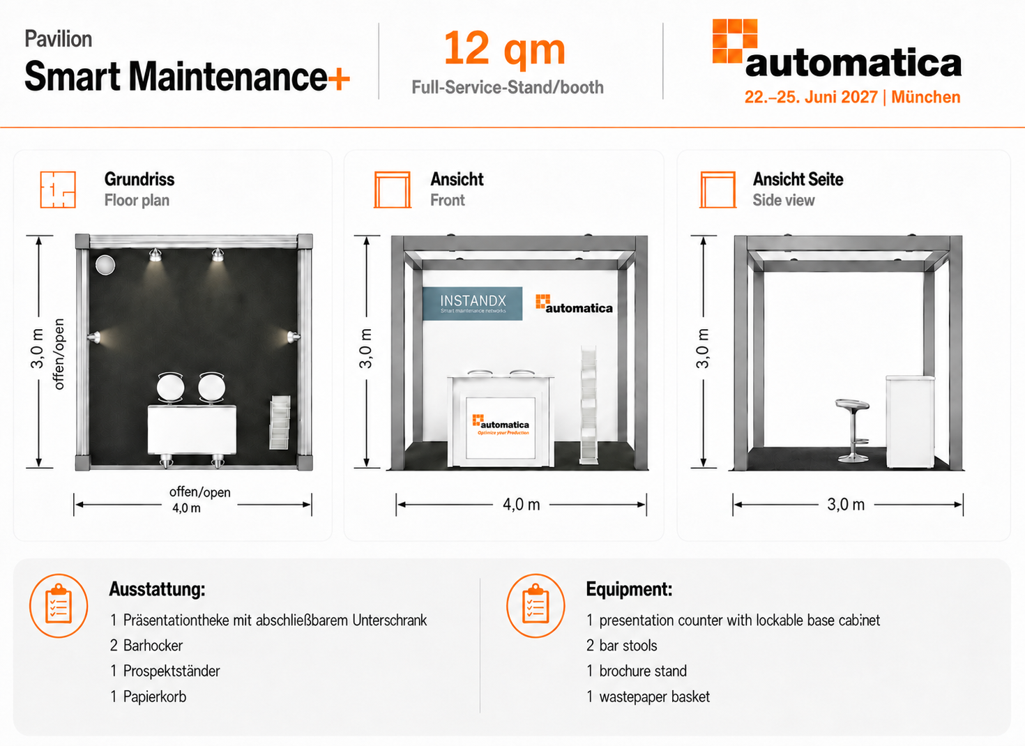 12 Quadratmeter Full-Service-Stand Smart Maintenance+