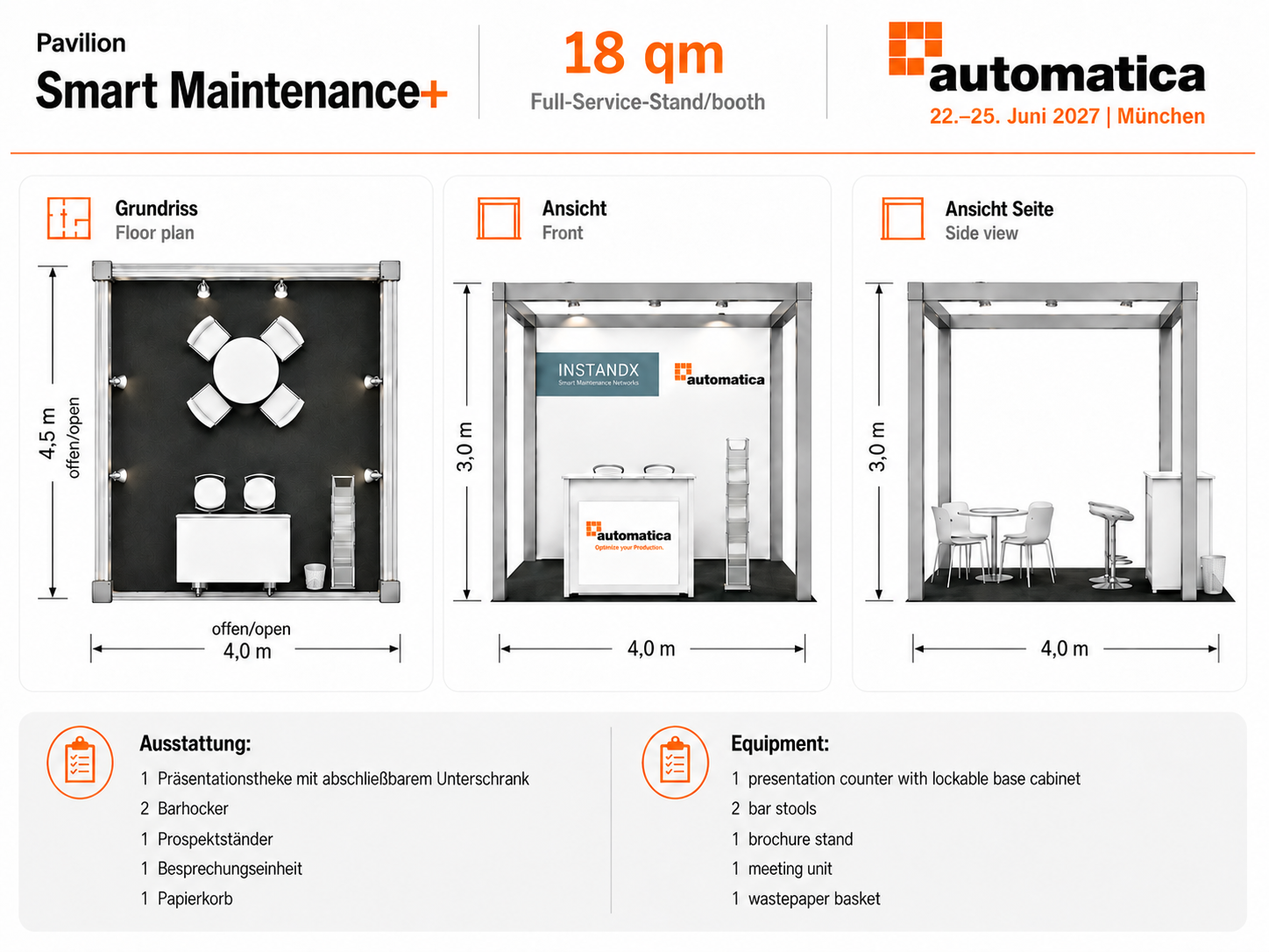 18 Quadratmeter Full-Service-Stand Smart Maintenance+